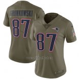 Camiseta NFL Limited Mujer New England Patriots 87 Gronkowski 2017 Salute To Service Verde