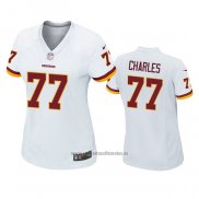 Camiseta NFL Game Mujer Washington Commanders Saahdiq Charles Blanco