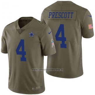 Camiseta NFL Limited Dallas Cowboys 4 Dak Prescott 2017 Salute To Service Verde