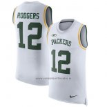 Camiseta NFL Limited Green Bay Packers Sin Mangas 12 Rodgers Blanco