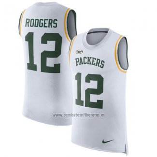 Camiseta NFL Limited Green Bay Packers Sin Mangas 12 Rodgers Blanco