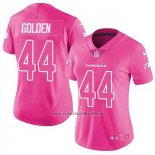Camiseta NFL Limited Mujer Arizona Cardinals 44 Markus Golden Rosa Stitched Rush Fashion