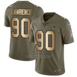 Camiseta NFL Limited Mujer Dallas Cowboys 90 Demarcus Lawrence Verde Oro Stitched 2017 Salute To Service