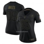 Camiseta NFL Limited Mujer New Orleans Saints Drew Brees 2020 Salute To Service Negro