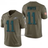 Camiseta NFL Limited Philadelphia Eagles 11 Carson Wentz 2017 Salute To Service Verde