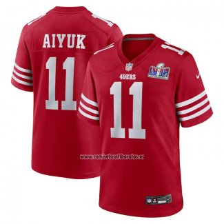 Camiseta NFL Game San Francisco 49ers Brandon Aiyuk Super Bowl LVIII Patch Rojo