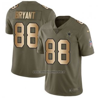 Camiseta NFL Limited Mujer Dallas Cowboys 88 Dez Bryant Verde Oro Stitched 2017 Salute To Service