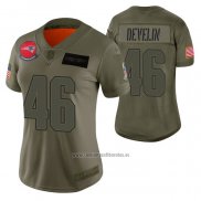 Camiseta NFL Limited Mujer New England Patriots James Develin 2019 Salute To Service Verde