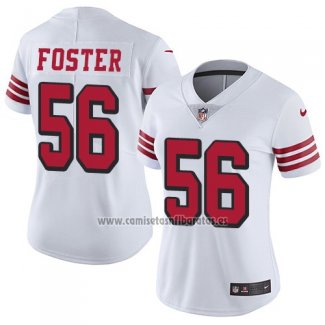 Camiseta NFL Limited Mujer San Francisco 49ers 56 Reuben Foster Blanco Rush Stitched Vapor Untouchable