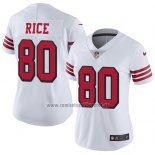 Camiseta NFL Limited Mujer San Francisco 49ers 80 Jerry Rice Blanco Rush Stitched Vapor Untouchable