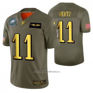 Camiseta NFL Limited Philadelphia Eagles Carson Wentz 2019 Salute To Service Verde