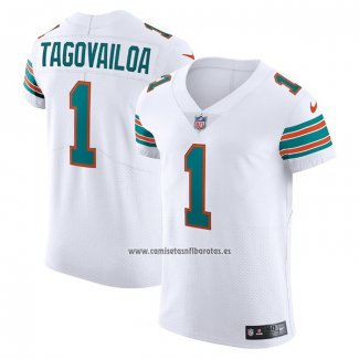 Camiseta NFL Elite Miami Dolphins Tua Tagovailoa Vapor Untouchable Blanco