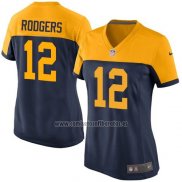 Camiseta NFL Game Mujer Green Bay Packers Rodgers Negro Amarillo2