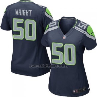 Camiseta NFL Game Mujer Seattle Seahawks Wright Azul Oscuro