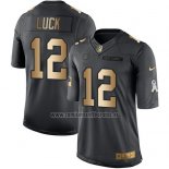 Camiseta NFL Gold Anthracite Indianapolis Colts Luck Salute To Service 2016 Negro