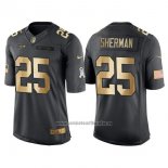 Camiseta NFL Gold Anthracite Seattle Seahawks Sherman Salute To Service 2016 Negro