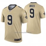 Camiseta NFL Legend New Orleans Saints 9 Drew Brees Inverted Oro