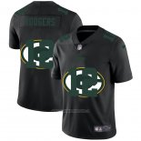 Camiseta NFL Limited Green Bay Packers Rodgers Logo Dual Overlap Negro