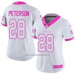 Camiseta NFL Limited Mujer Minnesota Vikings 28 Adrian Peterson Blanco Rosa Stitched Rush Fashion