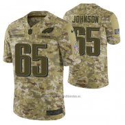 Camiseta NFL Limited Philadelphia Eagles 65 Lane Johnson 2018 Salute To Service Camuflaje