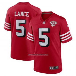 Camiseta NFL Game San Francisco 49ers Trey Lance 75 Aniversario Alterno Rojo