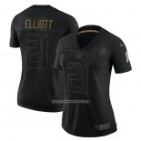 Camiseta NFL Limited Mujer Dallas Cowboys Ezekiel Elliott 2020 Salute To Service Negro