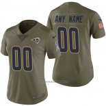Camiseta NFL Limited Mujer Los Angeles Rams Personalizada 2017 Salute To Service Verde