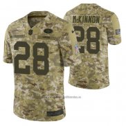 Camiseta NFL Limited San Francisco 49ers 28 Jerick Mckinnon 2018 Salute To Service Camuflaje