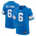 Camiseta NFL Game Detroit Lions Ifeatu Melifonwu Azul Blanco