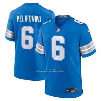 Camiseta NFL Game Detroit Lions Ifeatu Melifonwu Azul Blanco