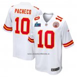 Camiseta NFL Game Kansas City Chiefs Isiah Pacheco Super Bowl LVII Patch Segunda Blanco