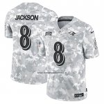 Camiseta NFL Limited Baltimore Ravens Lamar Jackson 2024 Salute To Service Gris