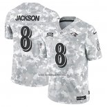 Camiseta NFL Limited Baltimore Ravens Lamar Jackson 2024 Salute To Service Gris