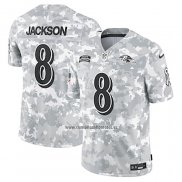 Camiseta NFL Limited Baltimore Ravens Lamar Jackson 2024 Salute To Service Gris