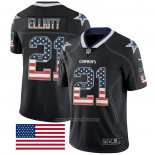 Camiseta NFL Limited Dallas Cowboys Elliott Rush USA Flag Negro