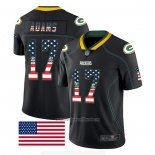 Camiseta NFL Limited Green Bay Packers Adams Rush USA Flag Negro