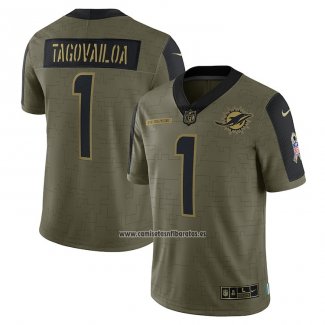 Camiseta NFL Limited Miami Dolphins Tua Tagovailoa 2021 Salute To Service Verde