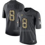 Camiseta NFL Limited Minnesota Vikings 8 Sam Bradford Negro Stitched 2016 Salute To Service