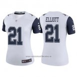 Camiseta NFL Limited Mujer Dallas Cowboys 21 Ezekiel Elliott Blanco Rush Legend