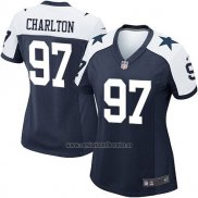 Camiseta NFL Limited Mujer Dallas Cowboys 97 Charlton Throwback Alternate Azul