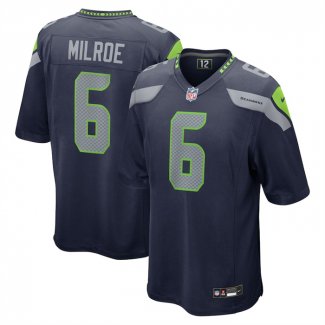 Camiseta NFL Game Seattle Seahawks Jalen Milroe 2025 Draft Azul