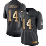 Camiseta NFL Gold Anthracite Minnesota Vikings Diggs Salute To Service 2016 Negro