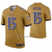 Camiseta NFL Legend Baltimore Ravens 15 Marquise Brown Inverted Oro