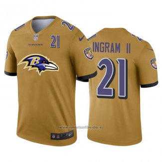 Camiseta NFL Limited Baltimore Ravens Ingram II Big Logo Number Amarillo