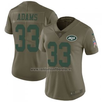 Camiseta NFL Limited Mujer New York Jets 33 Jamal Adams Verde Stitched 2017 Salute To Service