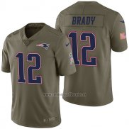 Camiseta NFL Limited New England Patriots 12 Tom Brady 2017 Salute To Service Verde