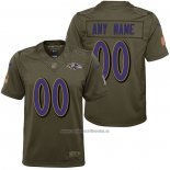 Camiseta NFL Limited Nino Baltimore Ravens Personalizada Salute To Service Verde