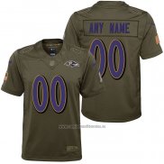 Camiseta NFL Limited Nino Baltimore Ravens Personalizada Salute To Service Verde